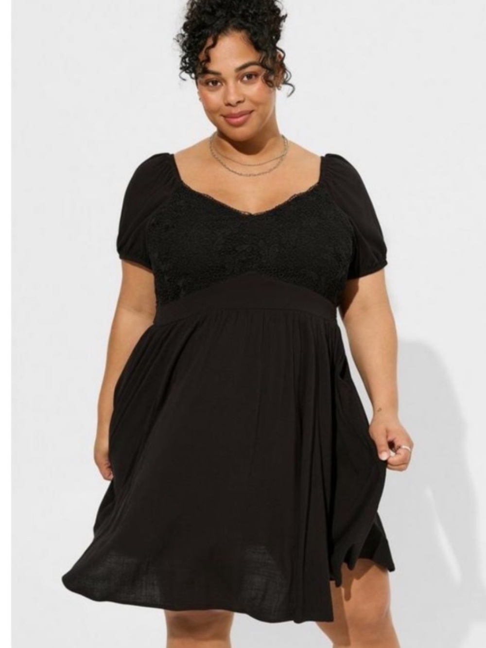 Torrid Black Crochet Lace Sweetheart Skater Dress Size 6 6X Plus